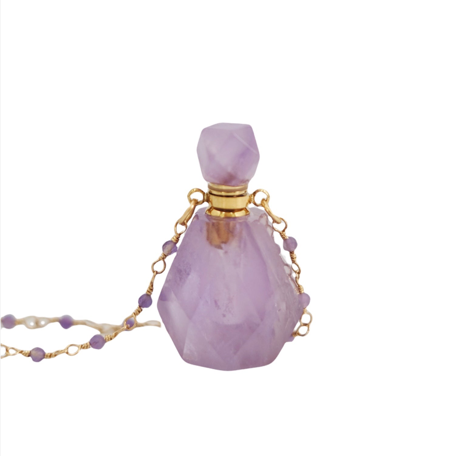 Amethyst Crystal Bottle Vial Necklace