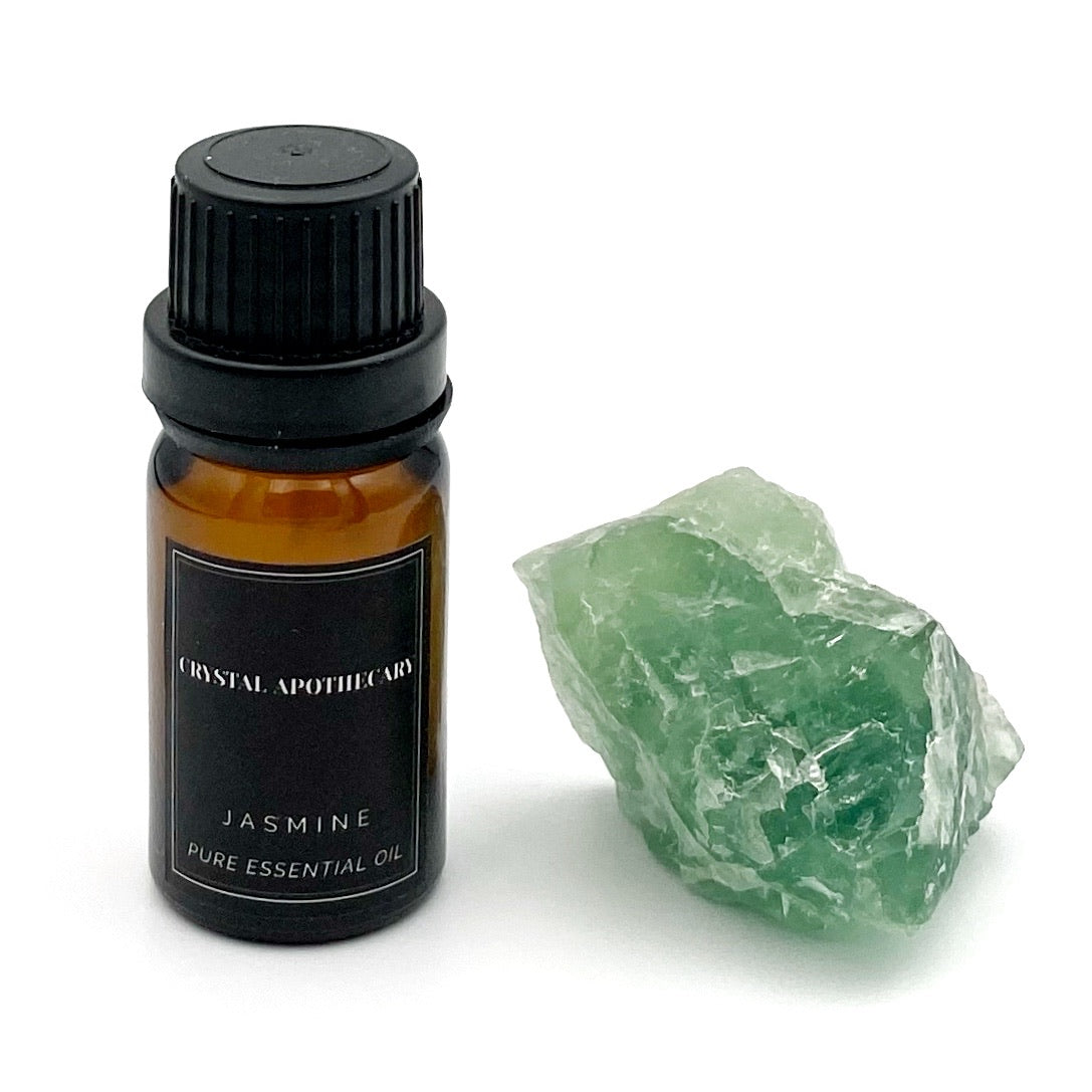 Jasmine Pure Essential Oil with Green Fluorite