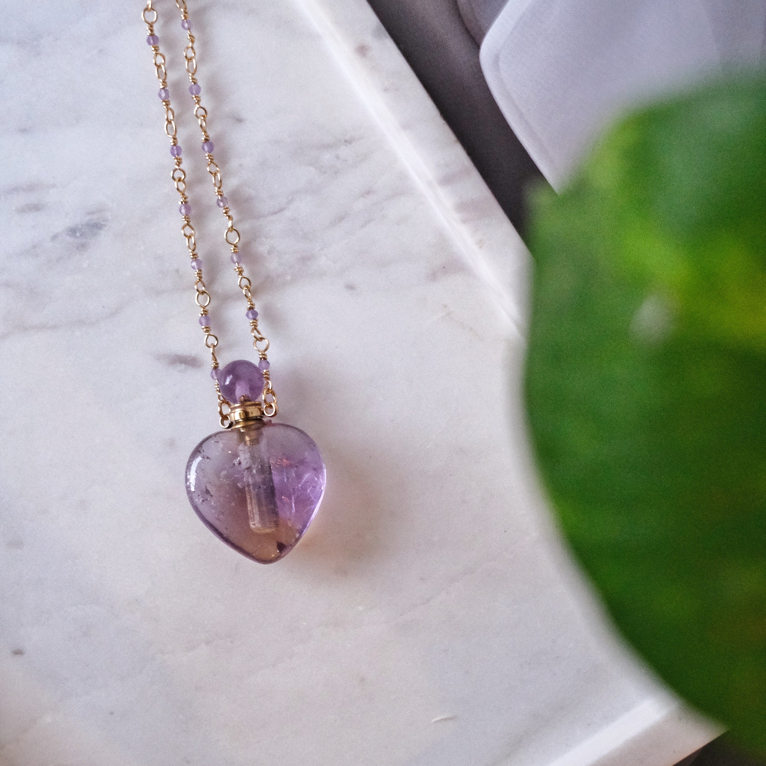 Amethyst Crystal Heart Vial Necklace – Crystal Apothecary