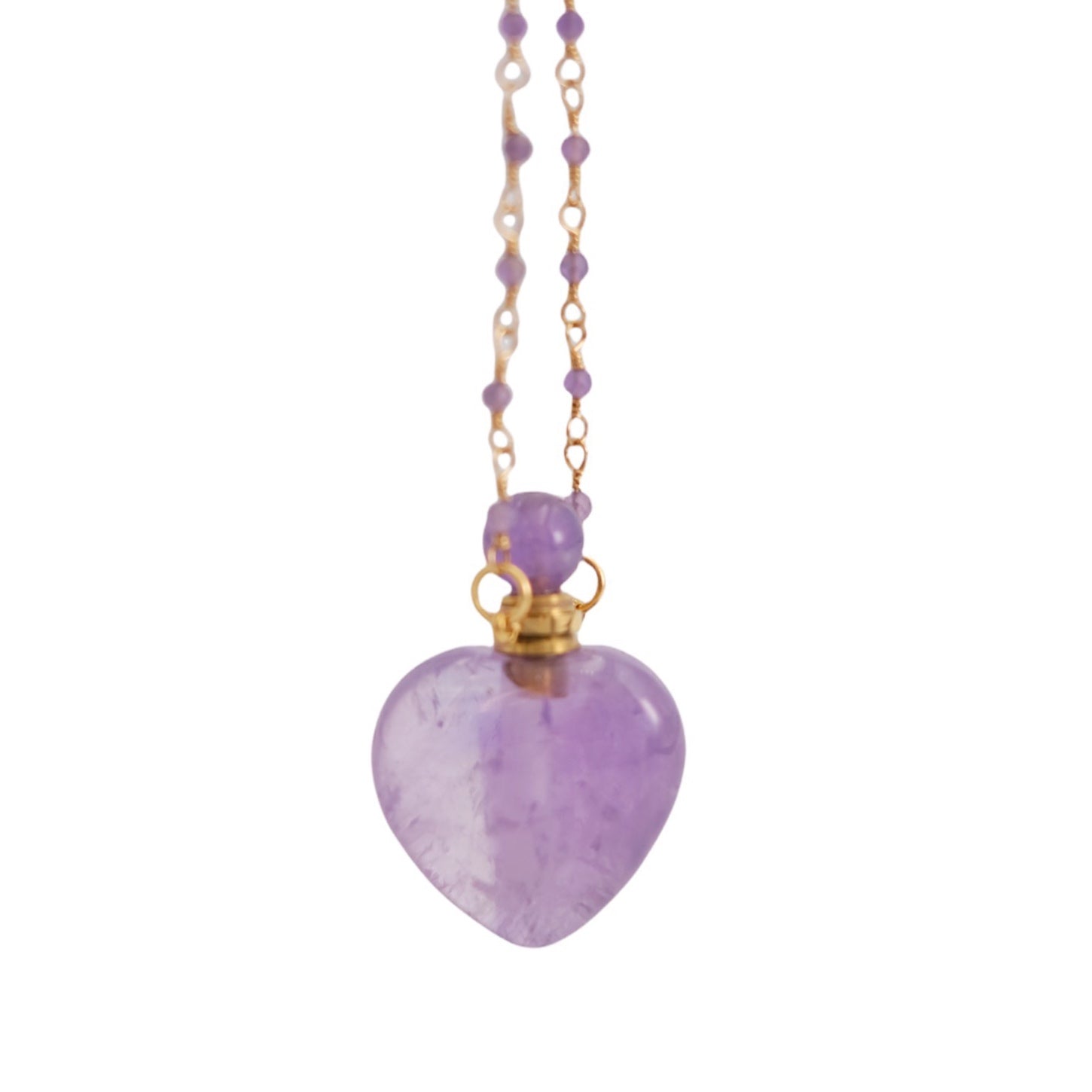Amethyst Crystal Heart Vial Necklace